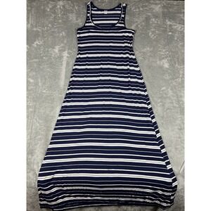 Women's Old Navy Blue and White Striped Maxi Dress, sleeveless, long, size L‎